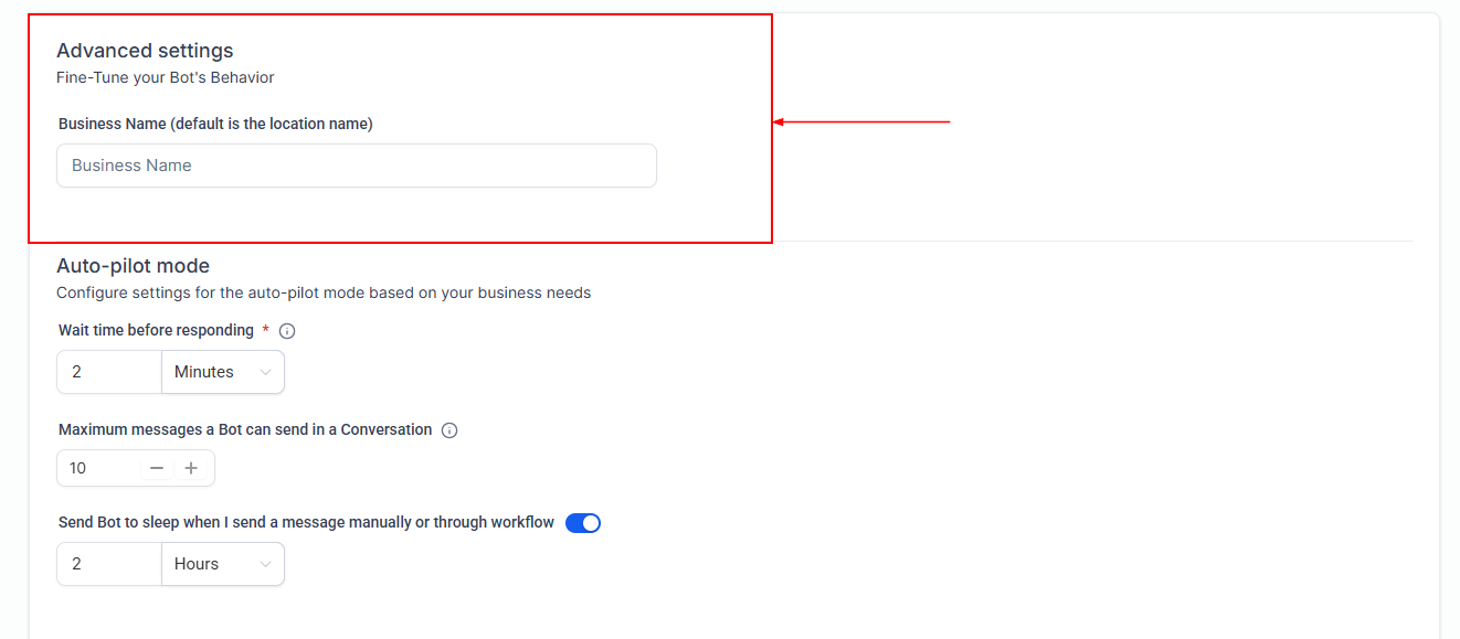 Bot configuration panel showing the system prompt field where you write your bot instructions